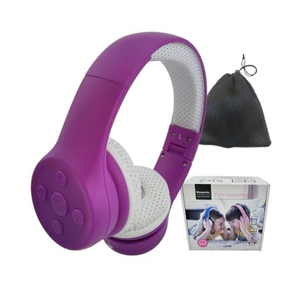 Toddler Bluetooth Headphones, Foldable Kids Wireless Headset with Built-in Mic, Volume Limiting Headphones, Comfort Ear Cushions for Children Online Learning, Travel & Entertainment (Purple) - color: Purple