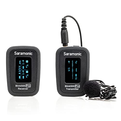 Saramonic Advanced 2.4 GHz Wireless Clip-On Microphone System with Lavalier & Dual-Channel Receiver for Cameras, Mobile Devices and More (Blink 500 Pro B1), Black,1x TX - TRS/TRRS, BLINK500PROB1 - color: Blink500 Pro B1