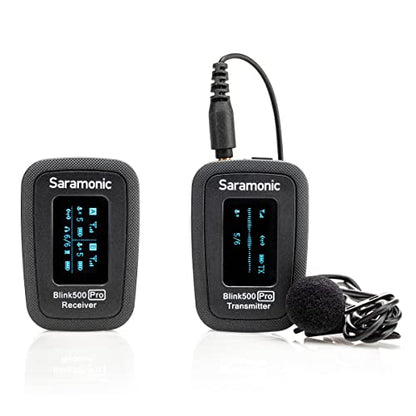Saramonic Advanced 2.4 GHz Wireless Clip-On Microphone System with Lavalier & Dual-Channel Receiver for Cameras, Mobile Devices and More (Blink 500 Pro B1), Black,1x TX - TRS/TRRS, BLINK500PROB1 - color: Blink500 Pro B1