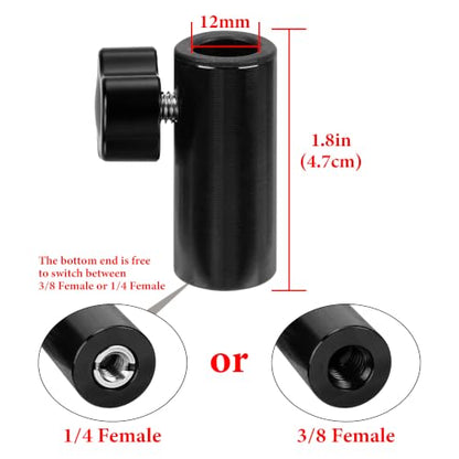 GEEKRIA Microphone Thread Adapter for Boom Arm & Mic Stand, 3/8" Female to 1/4" Female Mount Adapter, Metal Microphone Stand Connector for Recording, Streaming, Podcasting, (Black / 2 Pack)