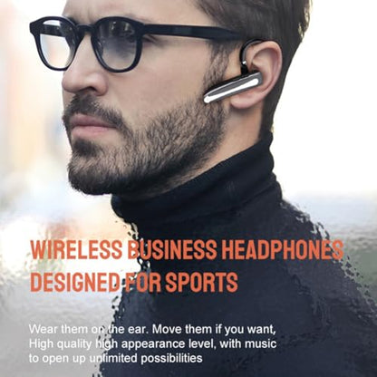Bluetooth Headset Single Ear Wireless Earpiece V5.1 for Trucker Driving Office Call Use with ENC Noise Cancelling (Wireless Headset Bluetooth)