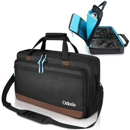ORKELS DJ Controller Bag, Portable Padded DJ Travel Case with Storage Pocket, Compatible with Pioneer DDJ-400 SB3 SB2 RB FLX4 REV1 DJ2GO2 Party Mix - size: S-20.9''W x 4.1''D x12''W