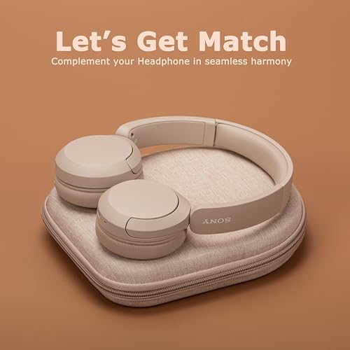 Ginsco Case Compatible with JBL Tune 510BT/520BT/500BT with Sony WH-CH520/510, Ultra-Slim Hard Shell Headphone Case for On Ear Headphones (Beige) - color: Beige