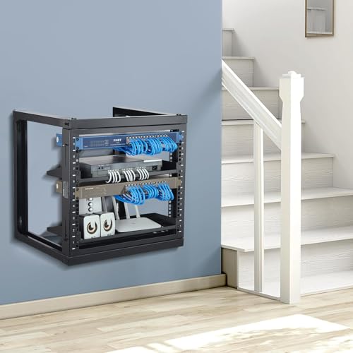 VEVOR 9U Server Rack, Wall Mount Network Rack for 19 Inch IT & AV Equipment, Open Frame 18" Deep 150 lbs Max Load Capacity - size: 9U-1
