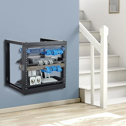VEVOR 9U Server Rack, Wall Mount Network Rack for 19 Inch IT & AV Equipment, Open Frame 18" Deep 150 lbs Max Load Capacity - size: 9U-1