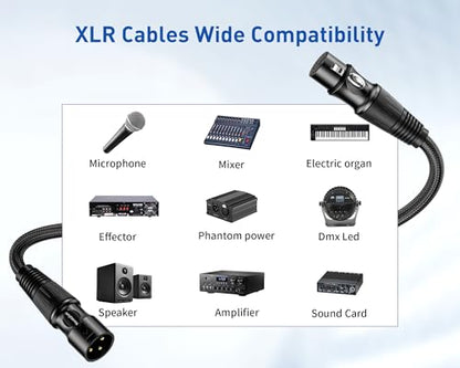 XLR Cable 3ft 6 Packs - Premium Balanced Microphone Cables Mic Cable | With 3-Pin Shielded Nylon Braided XLR Male to Female Mic Speaker Cable for Mixer, Speaker Systems 22AWG - size: 3 Feet-6 Pack