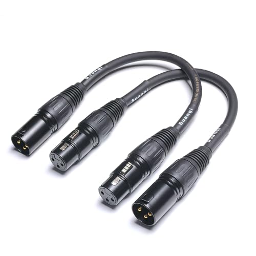 XLR Cable 3-Pin Male to Female XLR Cable Adapter - Professional Balanced Audio Connector for Microphones, Mixers, and Studio Equipment - Durable Metal Construction 6in/2pack - size: 6 in