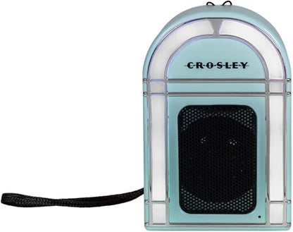 Crosley CR3046A-AB Mini Jukebox Portable Bluetooth Speaker, Aqua Blue | Bluetooth In, 5 Color-Changing Light Modes, LED Lights Sync with Music, Rechargeable Lithium-Ion Battery - color: Aqua Blue