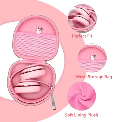 Headphone Case for JLab/Beats/TOZO/JBL/BERIBES/Picun Etc Headphones, Pink | for JLab JBuds Lux ANC/Go Lux ANC, Beats Studio Pro/Solo 4 3,TOZO HT3,KVIDIO Etc Headphone, Hard Shell Case for Travel Home - color: Pink