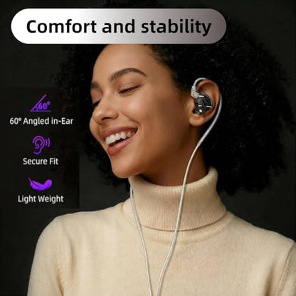 KZ ZS12 PRO 2 in Ear Monitor Headphones, 5BA+1DD 6 Hybrid Driver Gaming Earbuds Wired Earphones, HiFi Clarity Sound Immersive Bass IEMs for Gaming Musician Singer Audiophile (Black without Microphone) - color: Dark, style: without mic