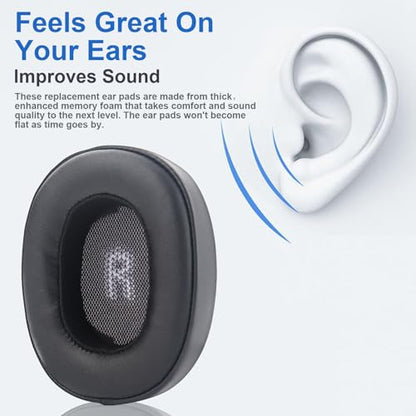 E55BT Replacement Ear Pads Ear Cushions Compatible with JBL E55BT E55 (E55 BT) Over-Ear Wireless Headphones Softer Protein Leather Noise Isolation Memory Foam Earpads Ear Cups Cover (Black) - color: Black