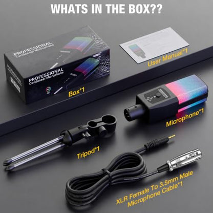 Gaming Microphone for PC, 3.5mm AUX/XLR RGB Condenser Mic for Streaming | Plug and Play | Easy Setup for Videos YouTube Creator Streamer Starter Gamers | Podcast Mic with Desktop Stand for PC/Laptop