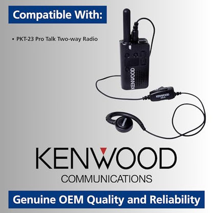Kenwood KHS-34 Walkie Talkie Earpiece with Mic, C-Ring Ear Piece for Walkie-Talkie, in-Line PTT Switch, Compatible with ProTalk PKT-23 Portable Radios - style: KHS-34