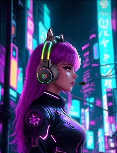 Lightweight Gaming Headset, RGB Lighting, Wired Over Ear Headphones with Mic for PC Laptop PS4 PS5 Switch, Stereo Surround Sound, Self-Adjusting Headband, Black Cat Ear - color: Black Cat Ear