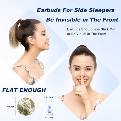 Xmenha Sleep Hidden Wireless Bluetooth Invisible Earbuds for Sleeping Tiny Earbuds for Side Sleepers - color: Blue