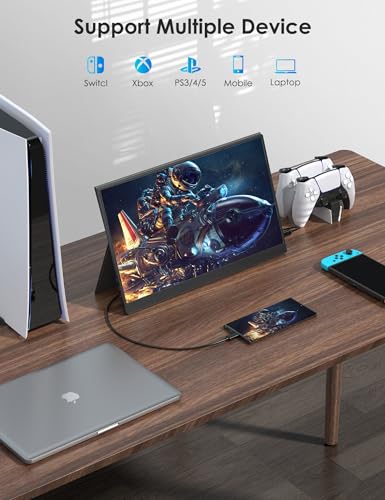 Anyuse 17.3" FHD 144Hz IPS USB-C HDMI Portable Monitor | 17.3" FHD IPS 144Hz HDR, smart cover+speakers, USB-C/HDMI, PC/Mac/Phone/PS5/Xbox/Switch, travel gaming. - size: 17.3"Portable