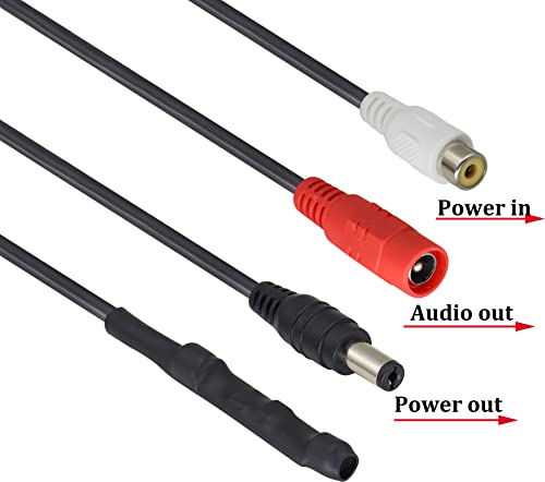 Surveillance Pickup Device Mic to RCA Surveillance Cable | Mic Audio Outdoor CCTV RCA Surveillance Microphone DVR High Preamp Amplified Pickup Device Mic External Camera Sound [3plug] - color: 3plug-Mic