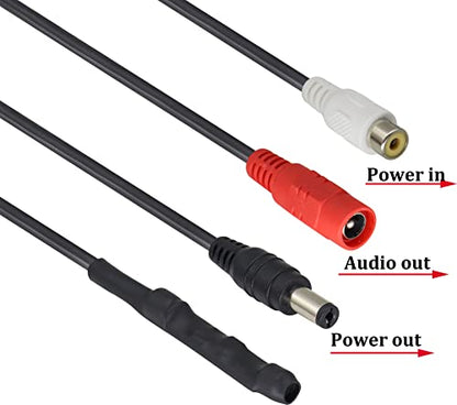 Surveillance Pickup Device Mic to RCA Surveillance Cable | Mic Audio Outdoor CCTV RCA Surveillance Microphone DVR High Preamp Amplified Pickup Device Mic External Camera Sound [3plug] - color: 3plug-Mic