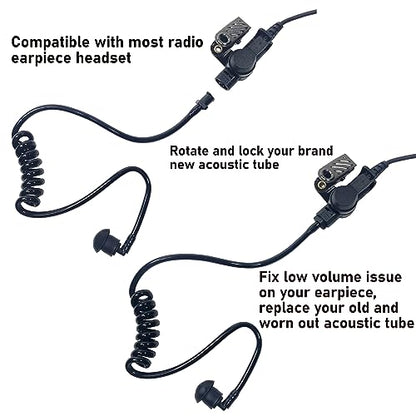 Pack of 2 FBI Style Black Twist On Replacement Acoustic Tube for Two-Way Radio Headsets by MaximalPower