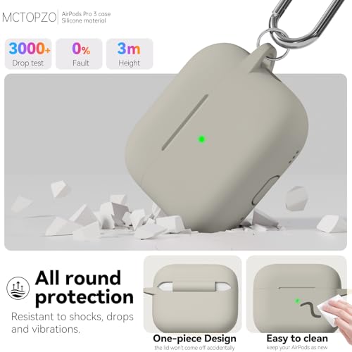 for AirPods Pro 3 Case 2025,Come with Cleaner Kit,Khaki | Silicone Protective Cover for Airpod Pro 3rd Generation Case with Keychain,for Women Men,One-Piece Design,Shockproof - color: D-Khaki