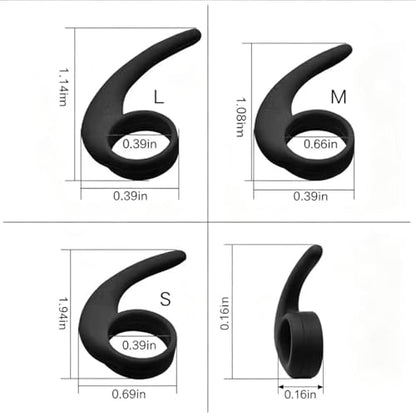 Silicone Ear Hook Wings and Ear Tips Replacement Set, Black, 12 Pieces | S/M/L Sizes