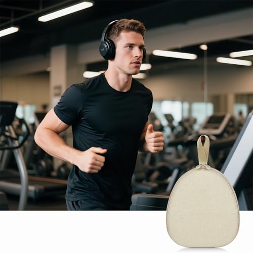 GWCASE Hard Shell Headphone Case with Secure Strap and Cable Pocket, Beige | 7.87 x 6.8 x 0.9" Interior, Shock-Resistant EVA for Commuters, Students and Travelers, Fits Most Foldable Over-Ear Headphone - color: Beige
