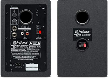 PreSonus Eris E3.5 BT Bluetooth Studio Monitor Pair Bundle with Isolation Pads, XLR Cables, TRS Cables, and Austin Bazaar Polishing Cloth - size: Bundle w/ Isolation Pads, style: E3.5 BT