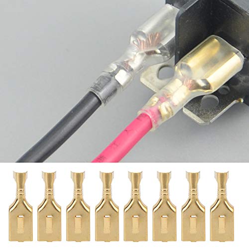 100 PCs 7.8mm Quick Splice Wire Spade Connectors Kit Brass Quick Connectors Wire Terminals Connectors Wire Crimps for Electrical Wiring Car Audio Speaker