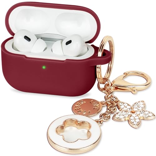 Case for Apple Airpods Pro 3 (2025) - VOTILE Airpods Pro 3 Cases Cover Women Silicone iPods Pro 3 Earbuds Wireless Accessorie Charging Cases Girl Bling Keychain for Airpod iPods Pro 3 - Burgundy - color: Burgundy/Wine Red, size: for AirPods Pro 3 (2025)