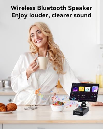 Birthday Gifts for Men Women, 4 in 1 Phone Stand with Bluetooth Speaker, HD Stereo Sound Anti-Slip Holder, Hands-Free Calling AUX Mode 1 Pack (Black) - size: L37-1