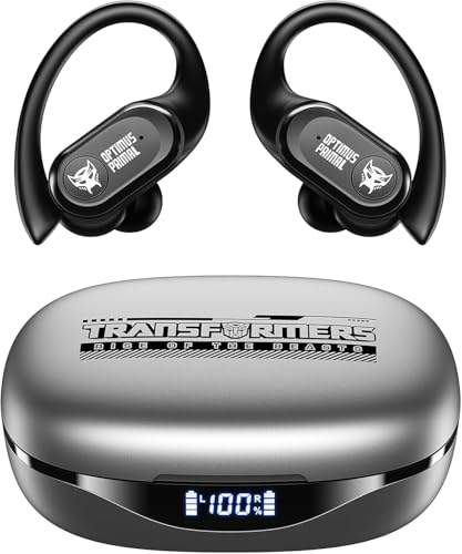 Transformers Earbuds T26 Pro, Bluetooth 5.4 Wireless Gaming Earbuds with Mic, Over Ear Earbuds with Earhooks, 65H Playtime, Deep Bass, IPX5 Waterproof (Optimus Primal Gray) - color: Optimus Primal - Gray
