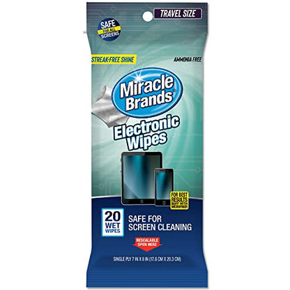 MiracleWipes for Electronics Cleaning - Screen Wipes Designed for TV, Phones, Monitors and More - 20 Count - size: 1 Count (Pack of 20)