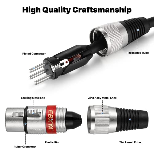 EBXYA XLR Cable 6ft 4 Pack - 3 Pin Balanced Male to Female Mic Cable - color: 4 Colors, size: 6ft