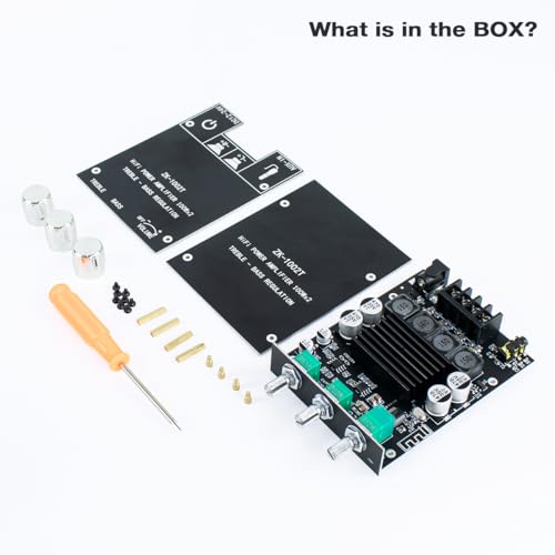 ZK-1002T 2x100W Bluetooth 5.0 Amplifier Board, TPA3116D2 2 Channel Stereo Audio Amp Module with Bass and Treble Control, DC 12V-24V Power Amplifier for DIY Home Passive Speakers - style: ZK-1002T
