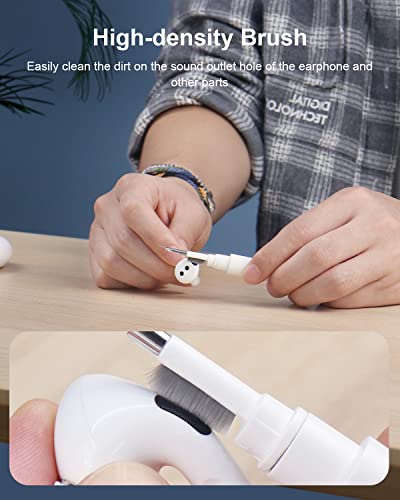 Hagibis Cleaning Pen for Airpods Pro 1 2 3 Multi-Function Cleaner Kits Soft Brush for Bluetooth Earphones Case Cleaning Tools for iPhone 16 15 Pro Max LEGO Camera Lens (White) - color: White