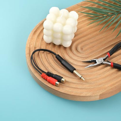 6.35mm to RCA Cable 1/4 Male to Dual RCA Female Splitter Stereo Audio Y Adapter Cord Quarter Inch Mono TS to 2 RCA Female Jack Plug Interconnect for Amplifier Mixer Speaker Home Theater (8 Inch)