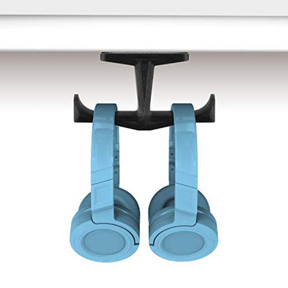 Brainwavz BigT Dual Headphone Stand, Under Desk Hanger for Headphones, Gaming Headsets, Mobiles Accessories, Stick On, No Screws, Black (Big T) - style: Big T