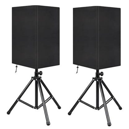 Klmnop 15 Inch Outdoor Speaker Covers, 2-Pack Weatherproof Waterproof & UV Protection Dust Cover for PA DJ Powered Speakers, Heavy-Duty 800D Thick Oxford Fabric(Black)
