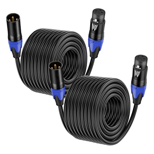 2 Pack, 100 FT XLR Male to Female Cable,Professional Balanced Microphone LeadExtension Mic Cable, Pure Copper & DualShielding, Compatible with Microphones,Mixers, Speakers, and Large Stage DMXLighting - size: 100 FT, style: Black 2 Pack