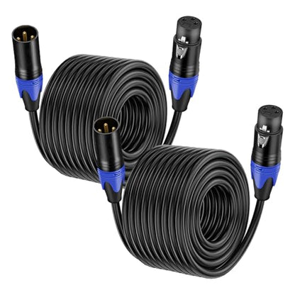 2 Pack, 100 FT XLR Male to Female Cable,Professional Balanced Microphone LeadExtension Mic Cable, Pure Copper & DualShielding, Compatible with Microphones,Mixers, Speakers, and Large Stage DMXLighting - size: 100 FT, style: Black 2 Pack