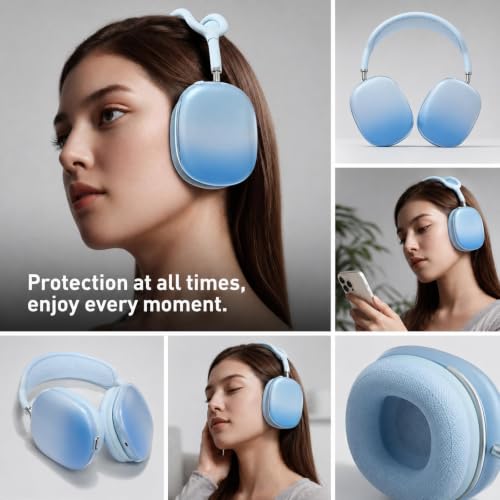 MOLOPPO Case Cover for AirPods Max 2/1 (2026/2024/2020), Gradient Blue | Soft TPU Clear Anti-Scratch Protective Cover, Transparent Accessories for AirPods Max, Ultra Protective - color: D-Gradient Blue