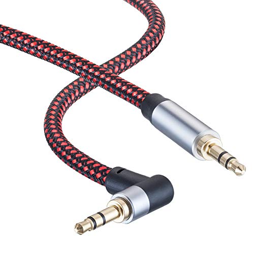 3.5mm Audio Cable 25ft,3.5mm 90 Degree Right Angle Auxiliary Audio Cables, Compatible with iPhone, Smartphones, Home/Car Stereos & More (25Ft/8m) - size: 25 ft