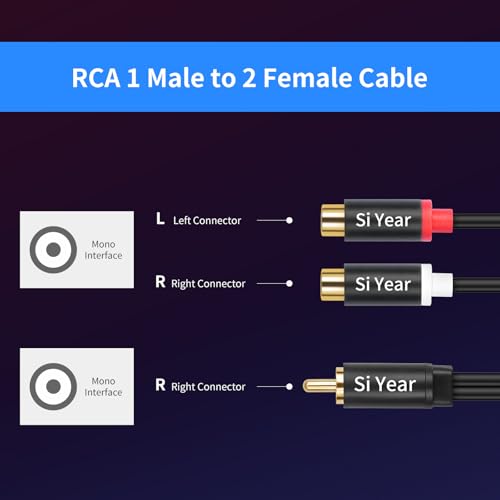 RCA Splitter 1Male 2 Female 2Pack, Phono RCA Male to Dual Female Gold Plated Adapter, Stereo Audio Y Splitter Cable (20cm/2pcs) - color: RCAM-2RCAF-2PCS