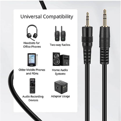 TNP 2.5mm to 3.5mm Adapter Cable, Male to Male Stereo AUX Cord, 15FT | Bi-Directional Cable Connects 2.5mm and 3.5mm Stereo Ports; Gold-Plated Plugs and a Flexible Pvc Jacket - size: 15FT