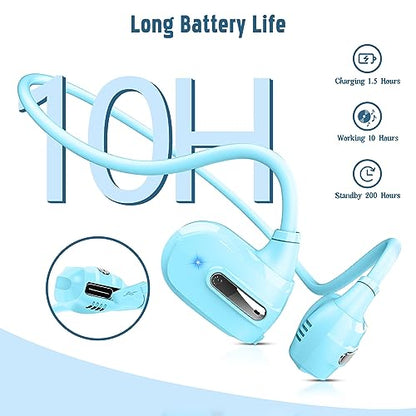 BANIGIPA Kids Headphones, Open Ear Headphones for Teens Child Boys Girls | Wireless Bluetooth 5.4 Headset w/ Built-in Mic for School/Tablet/Travel, 13g Ultra-Light, 85dB Protect Hearing, 10H Playtime - color: G03-Sky Blue
