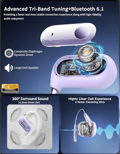 Open Ear Earbuds 2026 AI Translation Earbuds Real Time Open Ear Headphones Wireless Bluetooth 6.1 Sport Headphones with IP68 Waterproof,96H Playtime Translation Headphones for Workout Running Travel