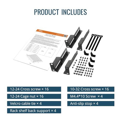 Tecmojo 1U Rack Shelf,19 inch Rack Shelf 14 inch Depth,Rack Mount Shelf with Anti-Slip Stops,Server Rack Shelf and Network Shelf for 19in Equipments, 110lbs Capacity of Vented 1U Shelf,No Lip(2 Pack) - size: 14 in/2pack