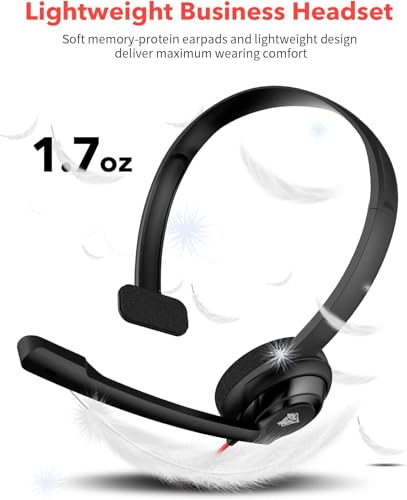 NUBWO HW02 USB Headset with Microphone Noise Cancelling &in-line Control, Ultra Comfort Computer Headset for Laptop pc, On-Ear Wired Office Call Center Headset for Boom Skype Webinars (USB-A) | USB-A - Ultra Comfort Computer Headset for Laptop pc, On-Ear