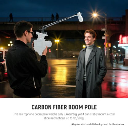 NEEWER Carbon Fiber Microphone Boom Pole, 44-92cm Extendable, Built In 3.5mm TRS Male to Female Cable, NATO Nail, Cold Shoe Mount, 180° Tilt, 500g Max Load Mic Arm for Interviews, Filmmaking, BP01 - style: BP01