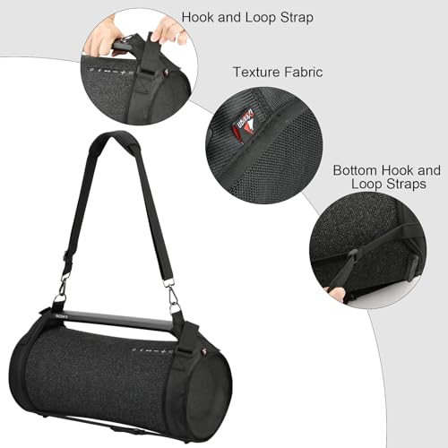 Travel Carrying Strap Case Compatible with Sony SRS-XG500 X-Series Portable Boombox, Two Sides Mesh Covers Case Protective Cover with Shoulder Strap